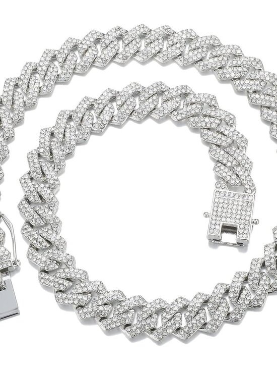 Other - Iced Out Cuban Link Chain Necklace for Men Women, Miami Hip Hop Plated Bling Jew